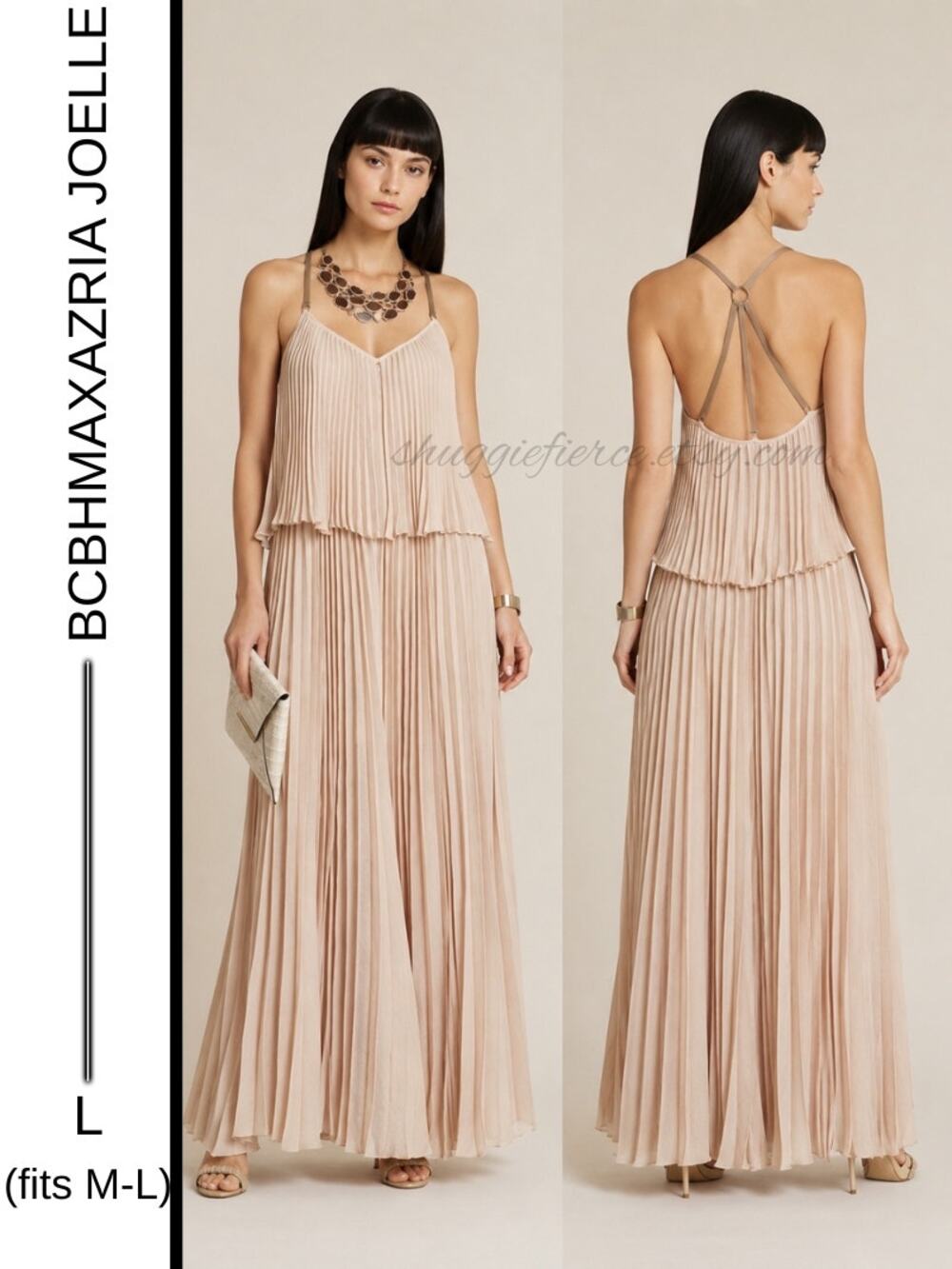 MSRP: $552 ✨ BCBGMAXAZRIA Joelle Parfait Pleated Maxi Dress – Size L (fits M-L)✨